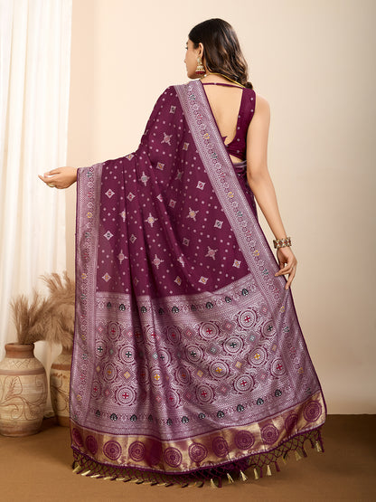 LATEST JACQUARD GOLD ZARI WOVEN LITCHI SILK BANARSI SAREE