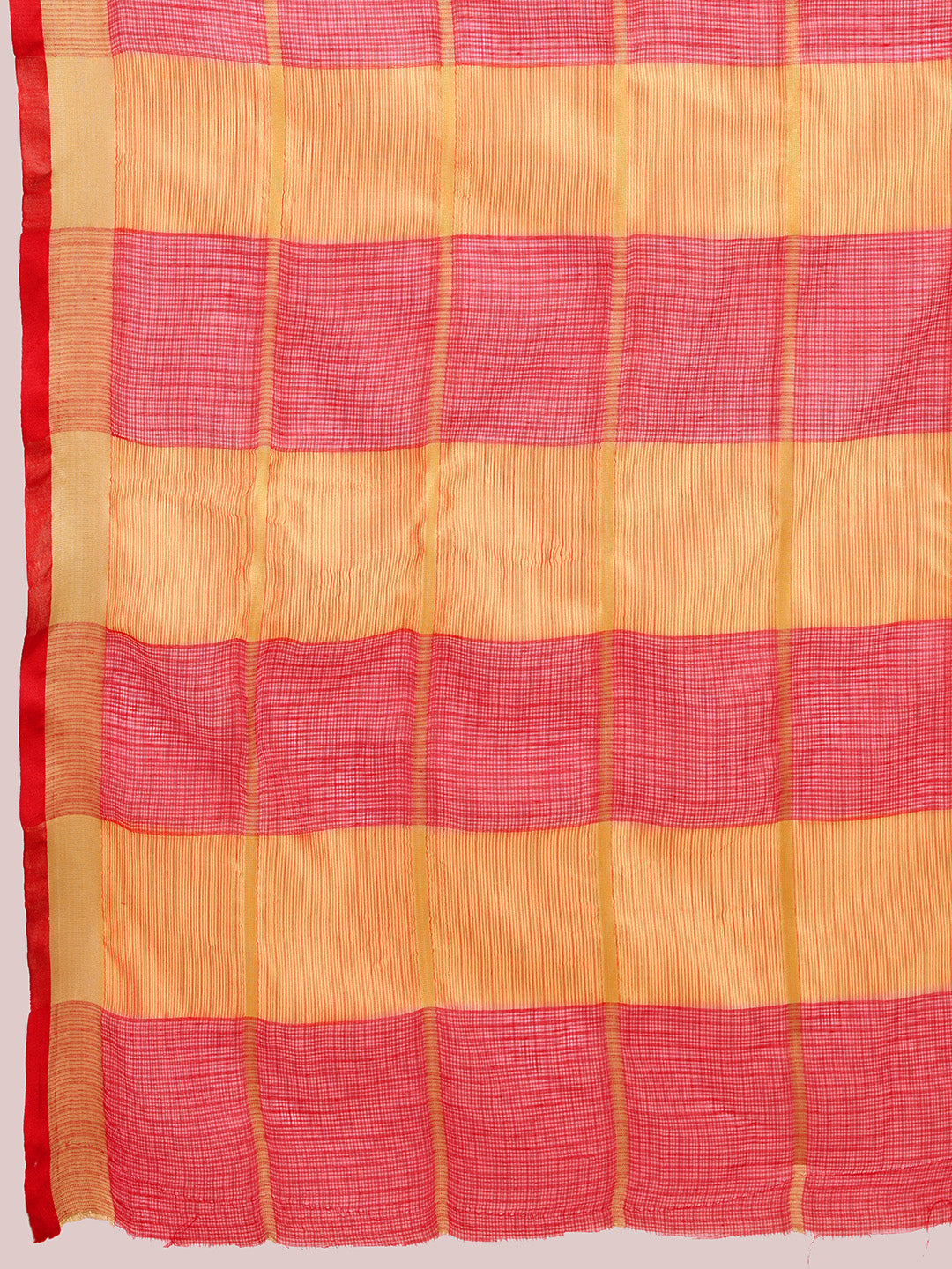 NIMIDIYA PEACH ZARI WOVEN KOTA DORIA SILK SAREE