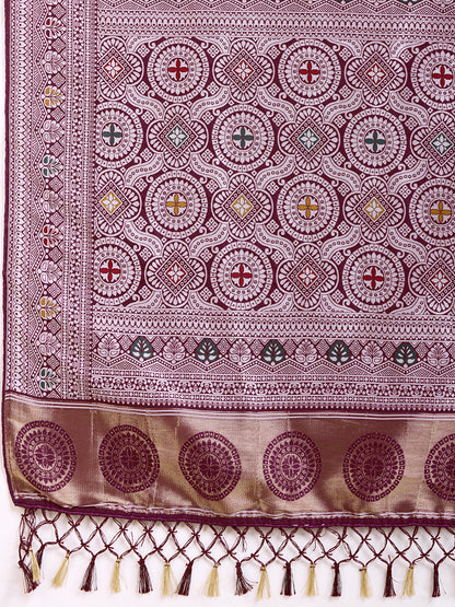 LATEST JACQUARD GOLD ZARI WOVEN LITCHI SILK BANARSI SAREE