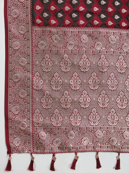 BANARSI STYLE LEELIPEERI WOVEN DESIGN ZARI SILK COTTON SAREE