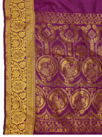 SATRANI PURE SILK CREPE PRINTED SAREE WITH UNSTITCHED BLOUSE