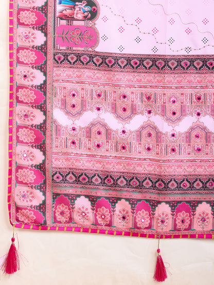 VEDANTA VASTRAM MASLIN COTTON DIGITAL PRINTED EMBROIDERED WORK SAREE