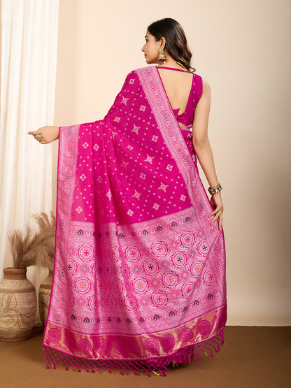LATEST JACQUARD GOLD ZARI WOVEN LITCHI SILK BANARSI SAREE