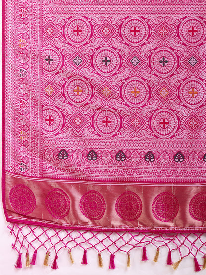LATEST JACQUARD GOLD ZARI WOVEN LITCHI SILK BANARSI SAREE