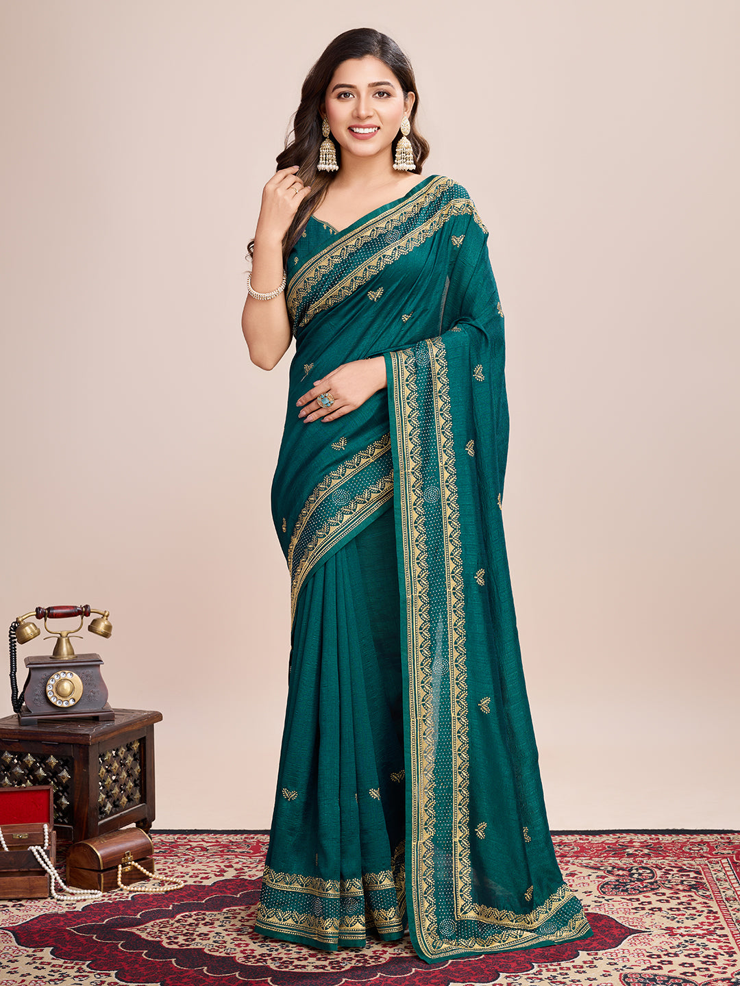 VICHITRA SOFT SILK SAREE WITH INTRICATE EMBROIDERY