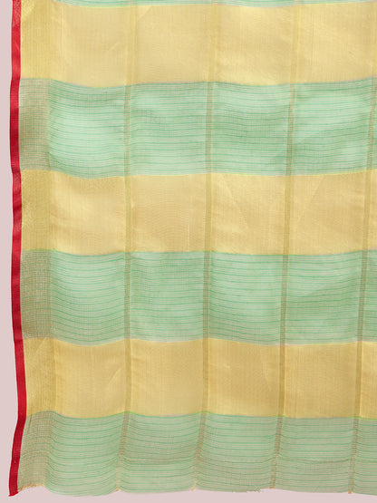 NIMIDIYA PEACH ZARI WOVEN KOTA DORIA SILK SAREE