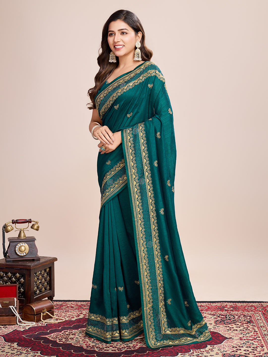 VICHITRA SOFT SILK SAREE WITH INTRICATE EMBROIDERY