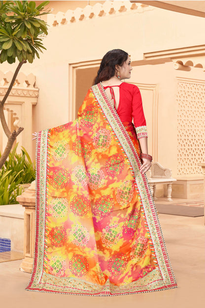 Bright Moss Bandhani Saree