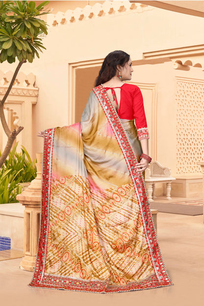 Bright Moss Bandhani Saree