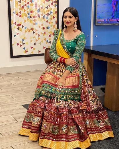 FEATURING PRINTED LEHENGA CHOLI IN HEAVY CHINON SILK