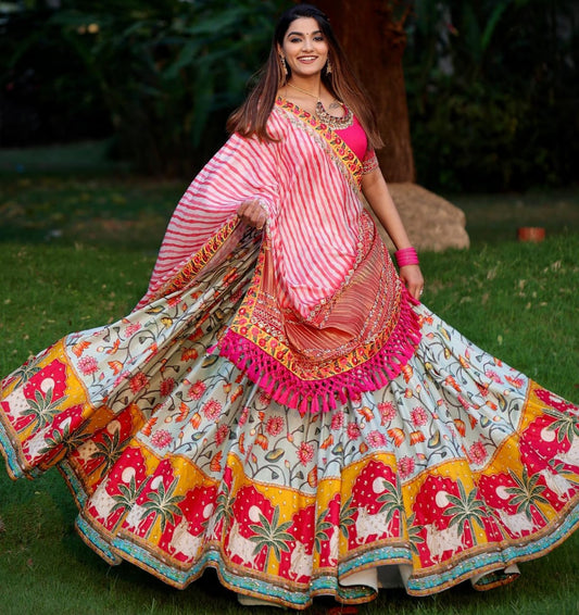 NAVARATRI SPECIAL BUTTER SILK TOP, BOTTOM  & DUPATTA