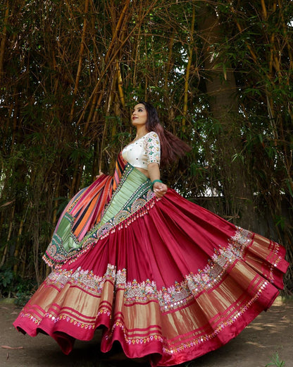 DOLA SILK STYLISH DESIGNER DIGITAL PRINTED WORK LAHENGA CHOLI WITH DUPATTA