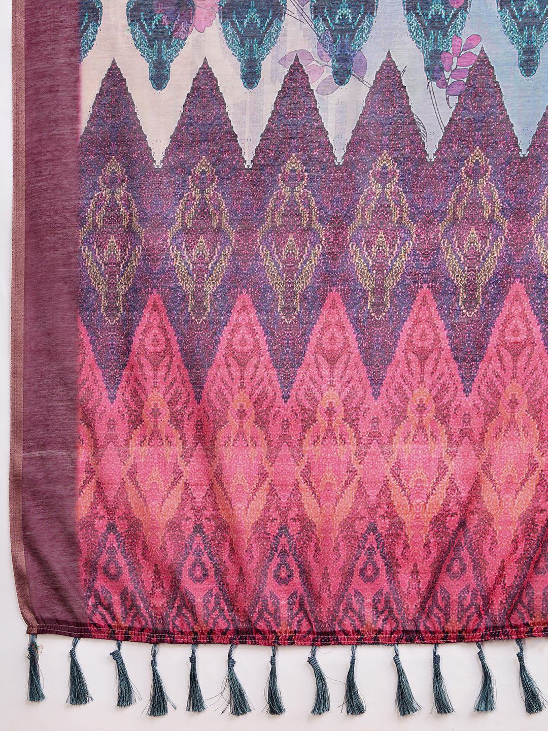 SATRANI MULTI LINEN PRINTED SAREE WITH UNSTITCHED BLOUSE