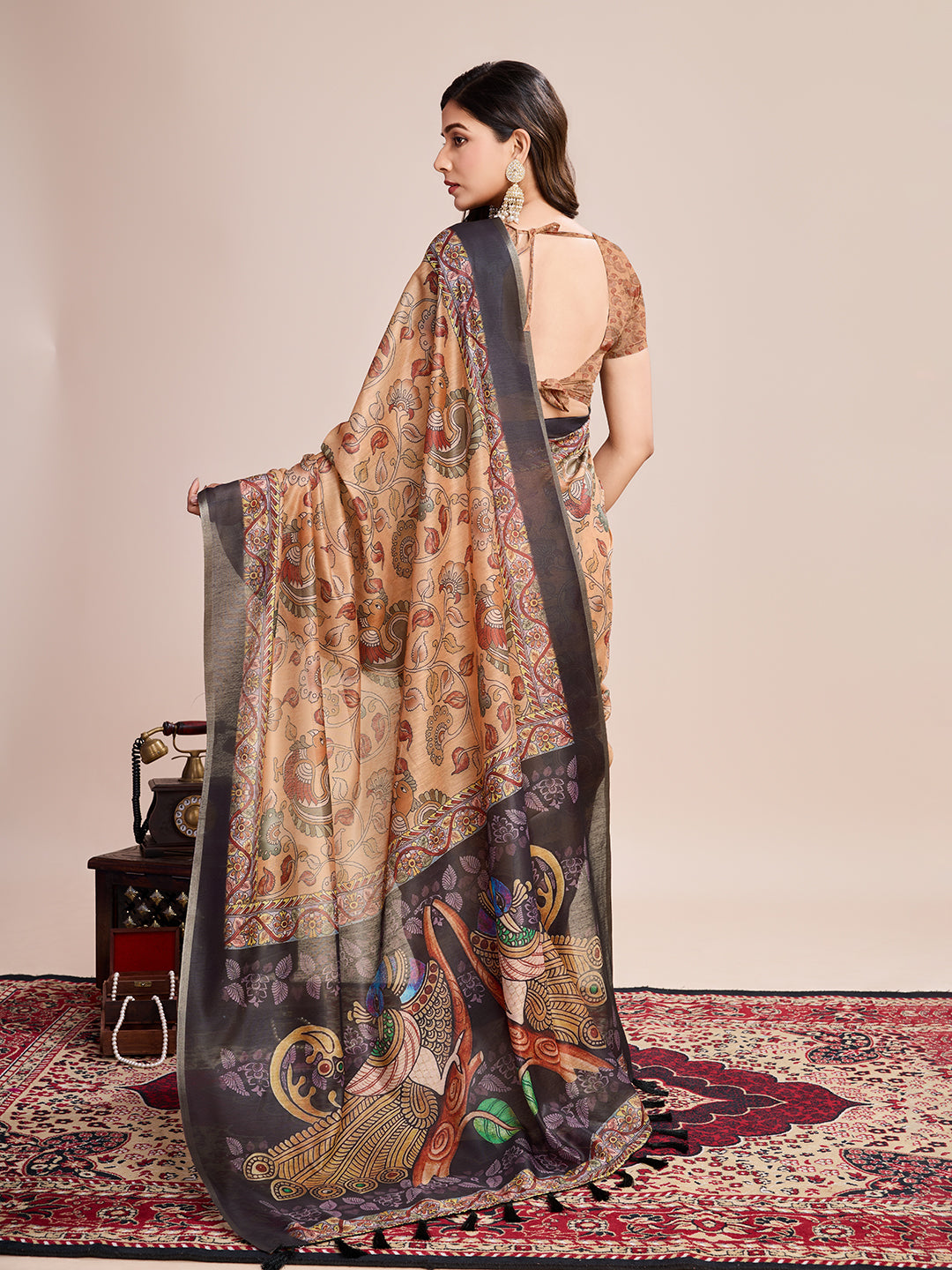 SATRANI MULTI LINEN PRINTED SAREE WITH UNSTITCHED BLOUSE