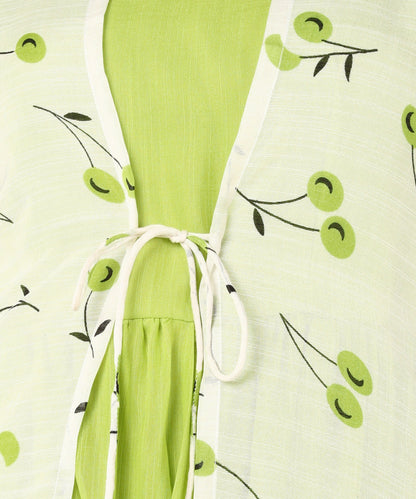 Kurta with Overlay or a Long Jacket Or Shrug with Umbrella Cut Inner Midi Dress