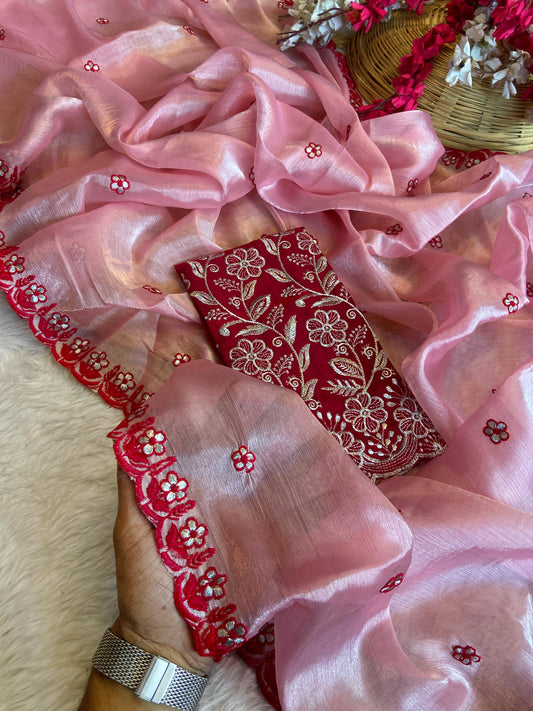 JIMMY CHOO C PALLU SAREE AND RANGOLI BLOUSE