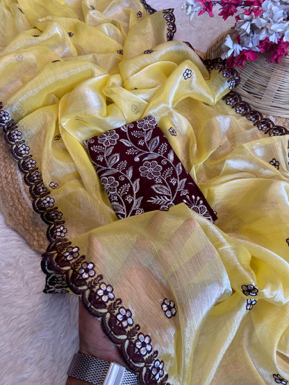 JIMMY CHOO C PALLU SAREE AND RANGOLI BLOUSE