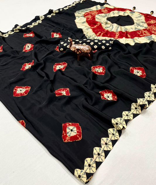 TRENDY BANDHANI PRINTED PURE CHIFFON SAREE
