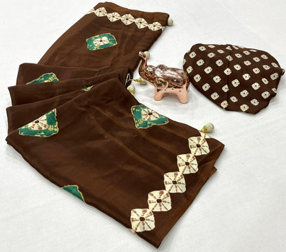 TRENDY BANDHANI PRINTED PURE CHIFFON SAREE