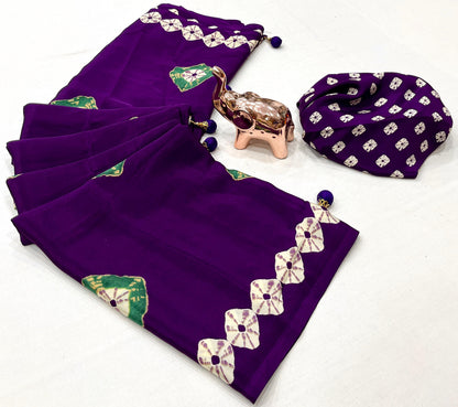TRENDY BANDHANI PRINTED PURE CHIFFON SAREE