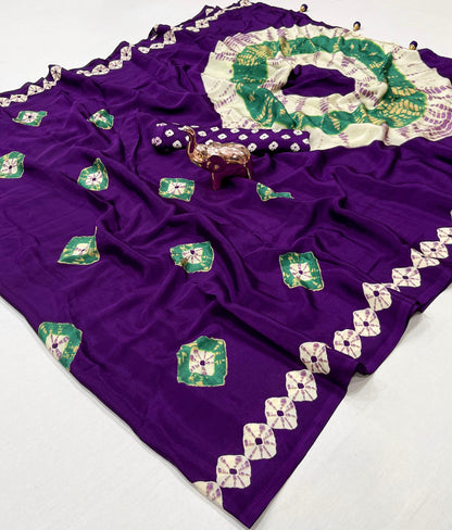 TRENDY BANDHANI PRINTED PURE CHIFFON SAREE