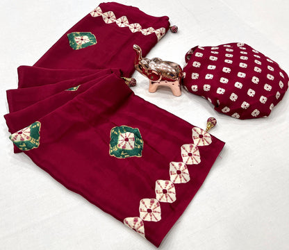 TRENDY BANDHANI PRINTED PURE CHIFFON SAREE