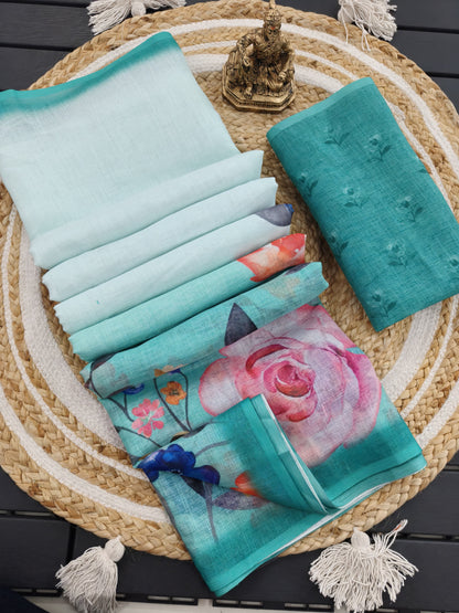 LINEN SAREE WITH A DIGITAL FLORAL PRINT