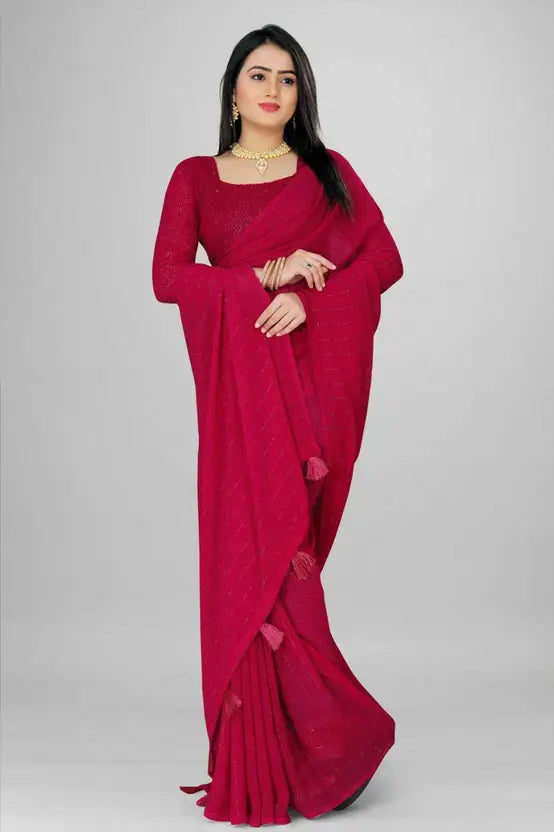 Solid/Plain Daily Wear Chiffon Saree