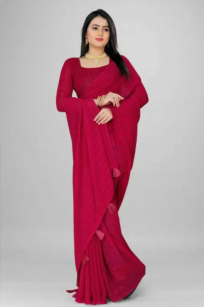 Solid/Plain Daily Wear Chiffon Saree