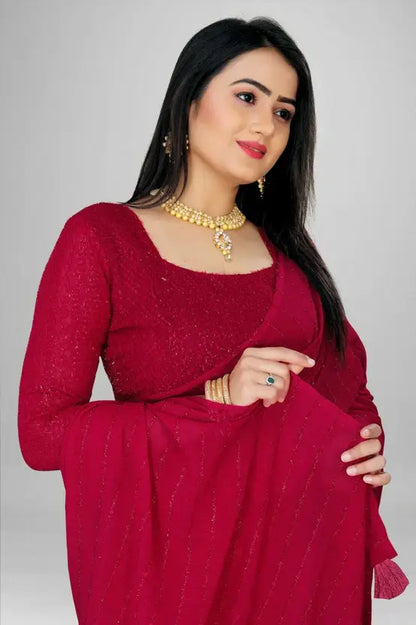 Solid/Plain Daily Wear Chiffon Saree