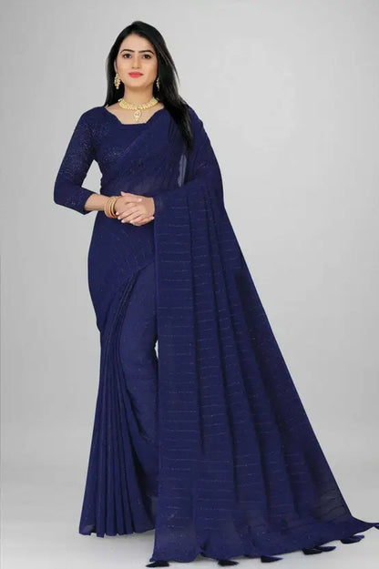 Solid/Plain Daily Wear Chiffon Saree