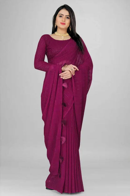 Solid/Plain Daily Wear Chiffon Saree