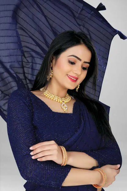 Solid/Plain Daily Wear Chiffon Saree