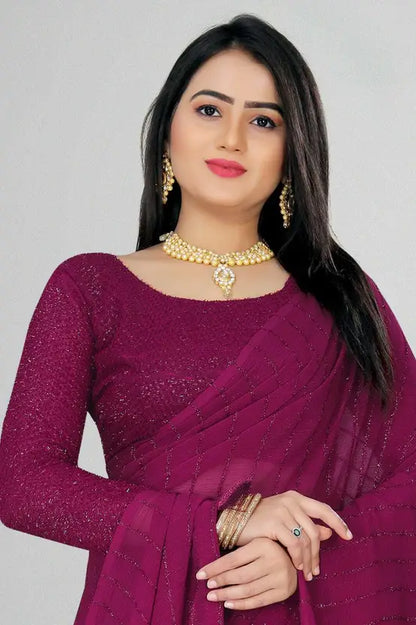 Solid/Plain Daily Wear Chiffon Saree