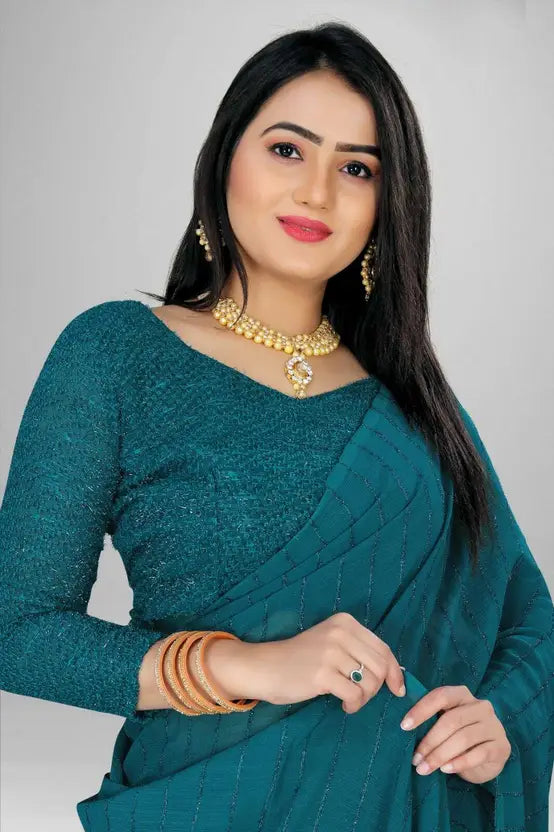 Solid/Plain Daily Wear Chiffon Saree