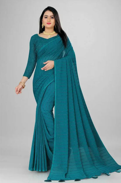 Solid/Plain Daily Wear Chiffon Saree