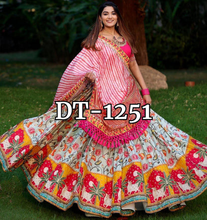 NAVARATRI SPECIAL BUTTER SILK TOP, BOTTOM  & DUPATTA