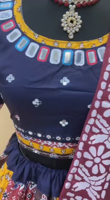 FESTIVE WEAR MULTI COLOUR MUSLIN COTTON LAHENGA CHOLI WITH DUPATTA