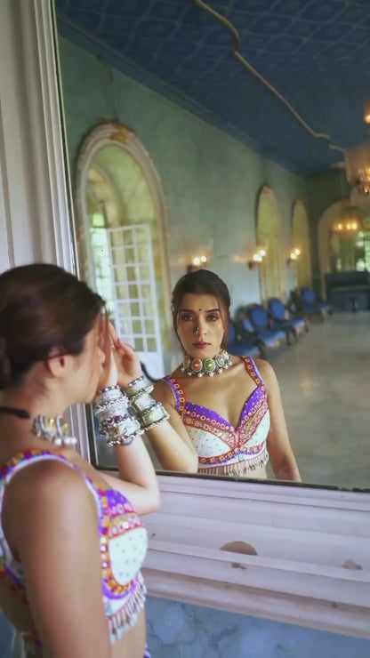 MULTI-COLOUR SOFT BUTTER SILK DIGITAL PRINTED LAHENGA CHOLI WITH DUPATTA