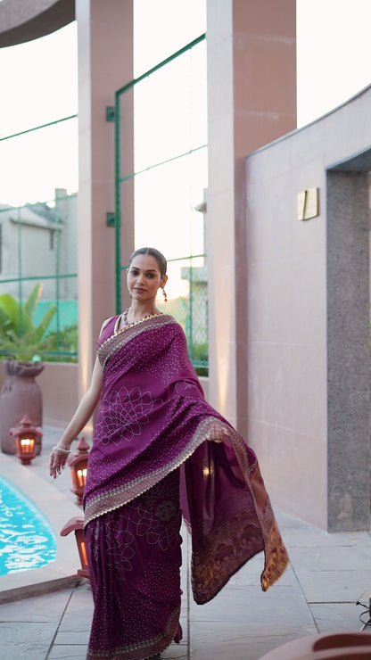 SATRANI WOMEN'S BANDHANI COTTON SAREE