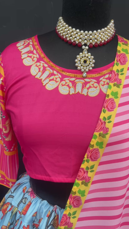 NAVARATRI SPECIAL BUTTER SILK TOP, BOTTOM  & DUPATTA